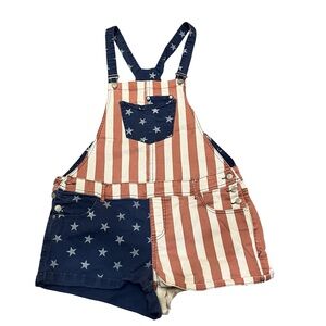 American Rag American Rag USA Flag Overall Shortalls Size 15 Cotton Patriotic